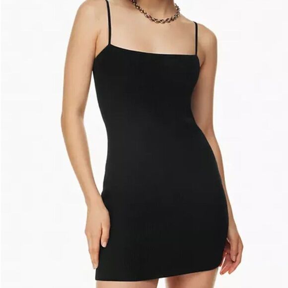 Aritzia Babaton Sculpt Knit Cami Mini Dress Black Stretch Size Medium - Picture 1 of 8